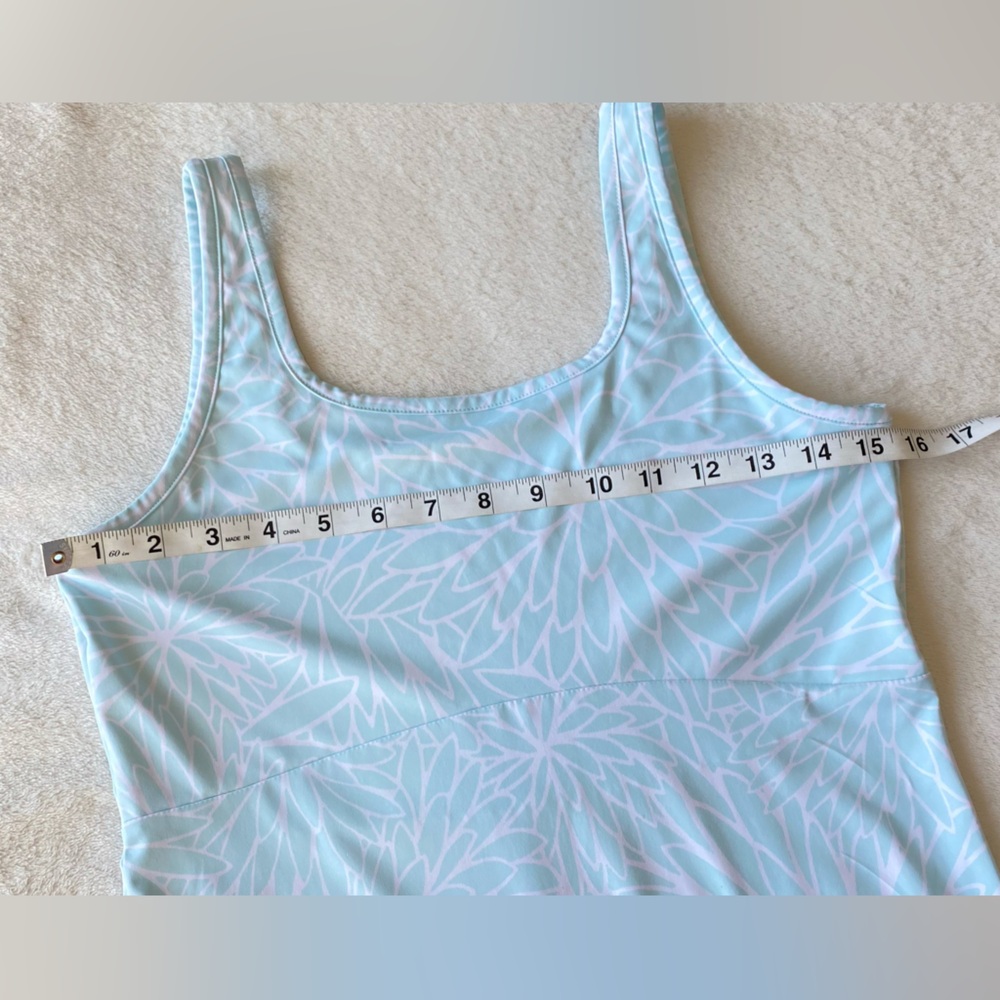 Columbia PFG Aqua Blue Floral Print Tank Dress UPF 50 Moisture Wicking Freezer - Picture 11 of 14